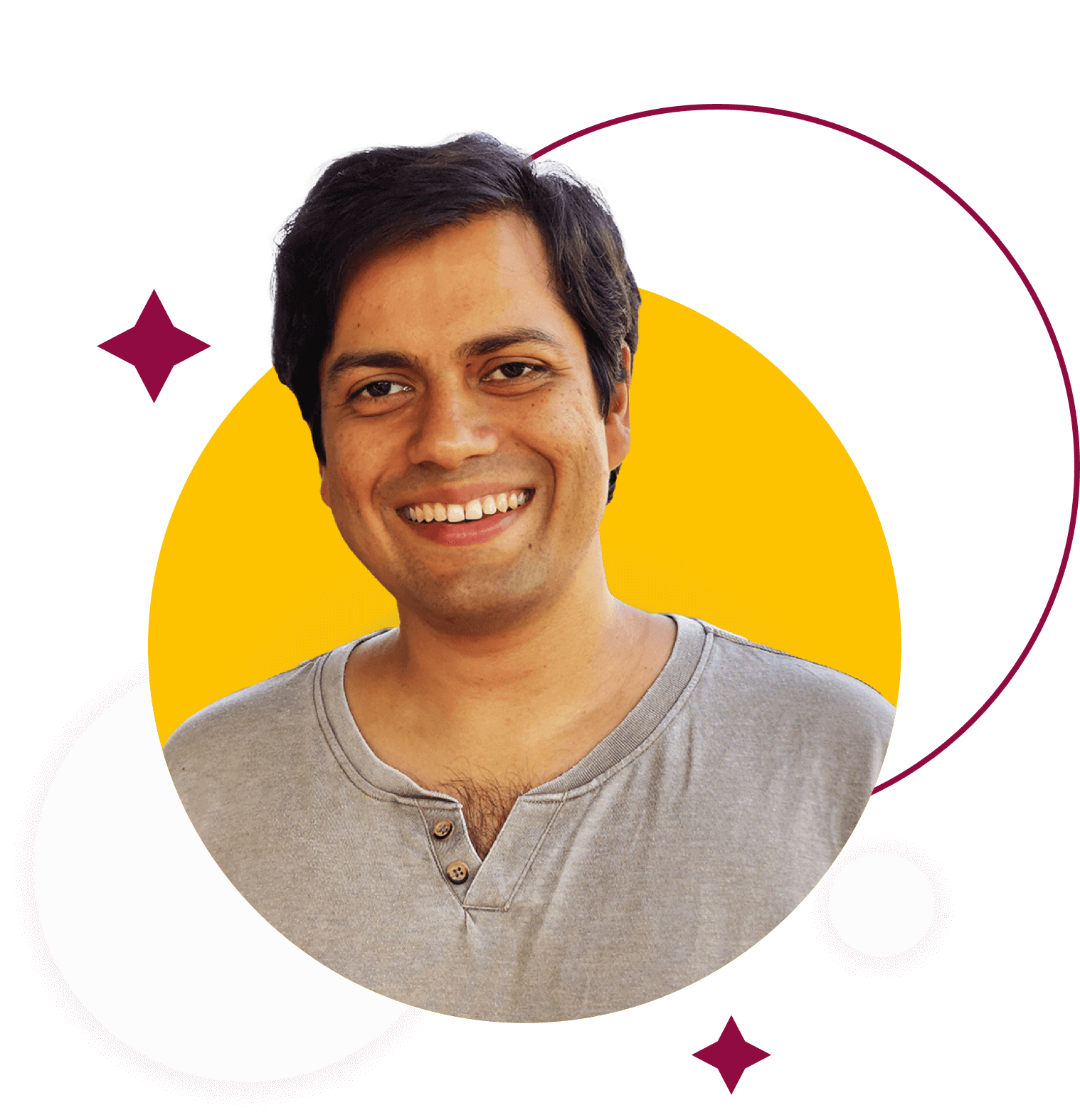 Karan Dhiman Image in circle with yellow circle outlined